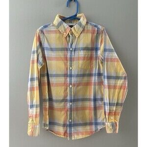 Janie and Jack Plaid Shirt Size 8 Pastel 100% Cotton Lightweight Preppy School